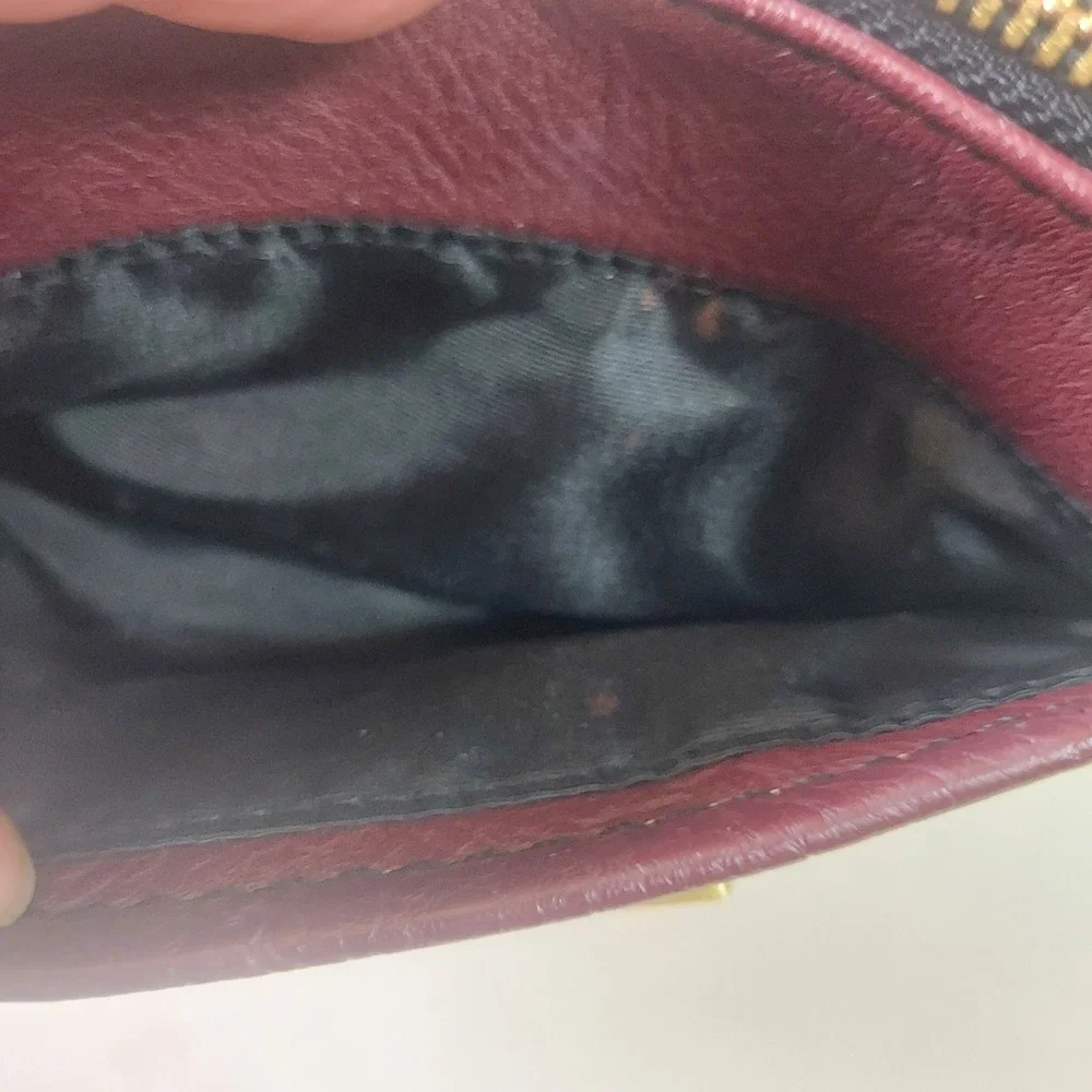 Calvin‎ Klein Burgundy Pebbled Faux Leather Wristlet Gold Hardware Bag
